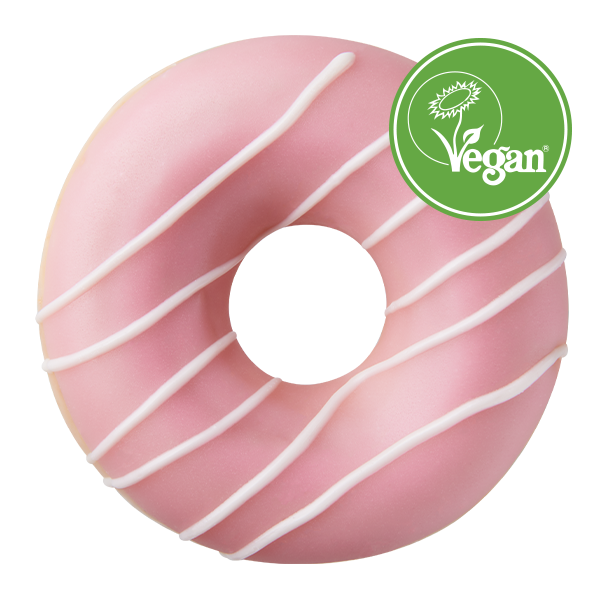 strawberry-iced-ring vegan doughnuts